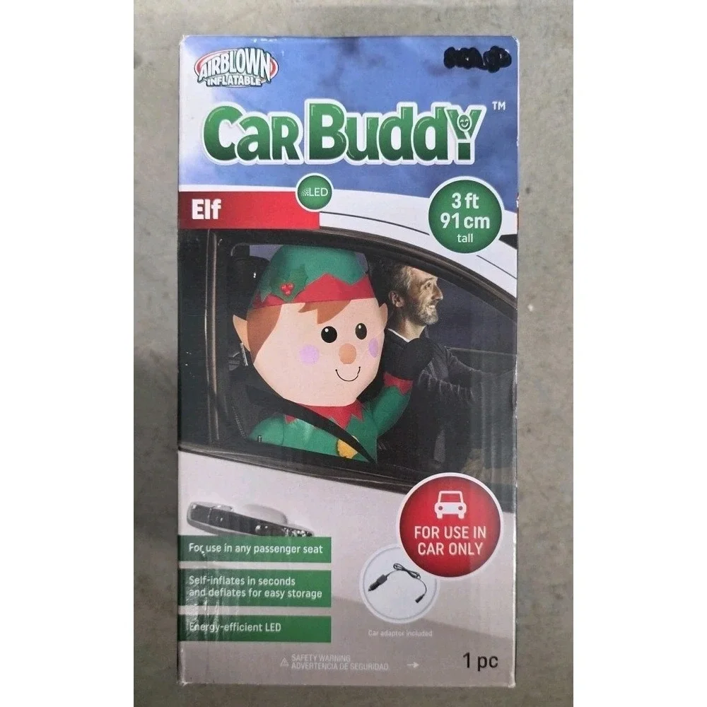 NEW‎ Airblown Inflatables Elf Car Buddy. 3 feet tall LED Lights